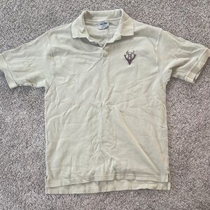 Men’s Large Blue Glacier Heavy Cotton Waffle Knit Embroidered Polo Shirt